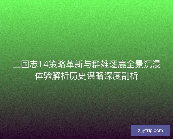 三国志14策略革新与群雄逐鹿全景沉浸体验解析历史谋略深度剖析